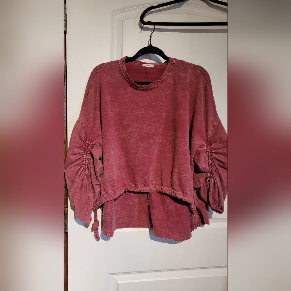 J HER Washed Two-Piece Set - Pullover HIGH/LOW Top & Wide Leg Pants - Picture 2 of 10